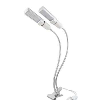 

E27 45W Clip On Plant Grow Light Adjustable Gooseneck Desk With Timer 2 Heads 5 Brightness Settings Indoor Outdoor Full