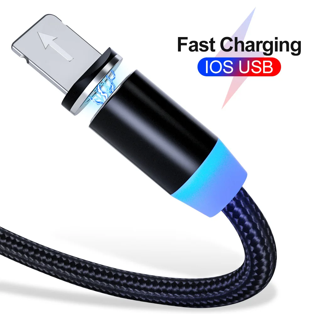 2m Magnetic Cable 2.4A Micro USB Type C Adapter Magnet Charger LED Nylon Braided Charging Data Line For iPhone Android  (1)