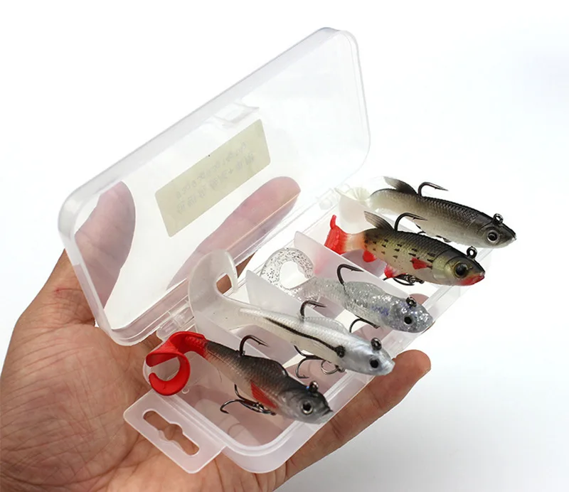 5pcs per box 5 шт./кор. T хвост рыбы воблер рыболовные приманки 9,3 г/14g с jig Head мягкие приманки 3D глаза приманки для рыбалки в искусственный R - Цвет: 5pcs per box