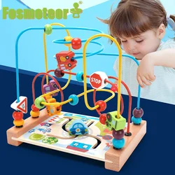 Fosmeteor laberinto de madera para niños, juguete con cuentas, rompecabezas mano ojo, juguete de coordinación, posición para caminar, Animal de tráfico, Océano, nuevo