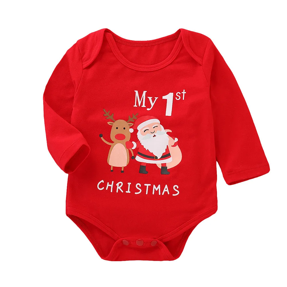 Комбинезон для малышей Рождественский костюм для детей, одежда с длинными рукавами для мальчиков и девочек с надписью, Рождественский комбинезон, комплект одежды