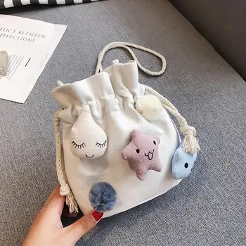

Cute Cartoon Hanging Ornament Drawstring Bucket Bag Mini Cartoon Cross Body Bag Canvas Small Shoulder Bags Messenger Bag #15