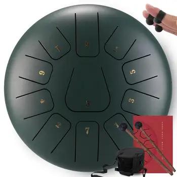 

12 Inch 11 Notes Steel Tongue Drum Flower Style Handpan Instrument with Mallets Music Book Bag Percussion For Music Therapists