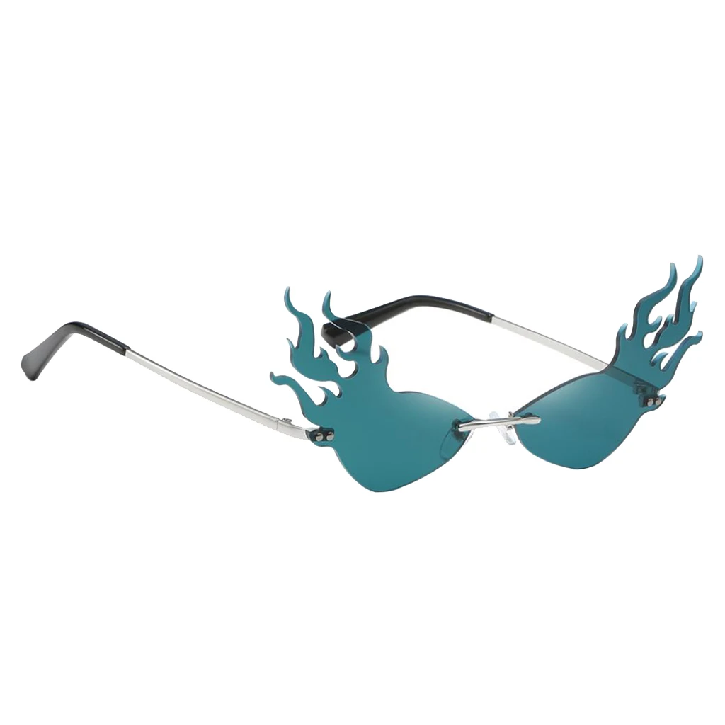 Womens Flame Sunglasses UV400 Sun Glasses Luxury Design Party Eyewear Streetwear Fire Flame Lens Rimless Wave Sun Glasses