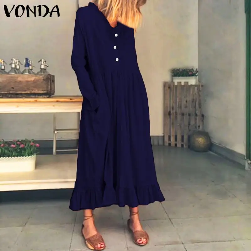 VONDA/элегантное платье для беременных; коллекция года; повседневное однотонное платье-рубашка в богемном стиле; Vestidos; свободный пляжный сарафан для беременных; Robe Femme