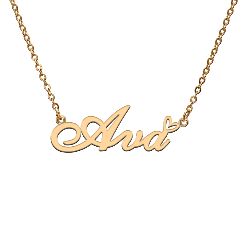 

God with Love Heart Personalized Character Necklace with Name Ava for Best Friend Jewelry Gift