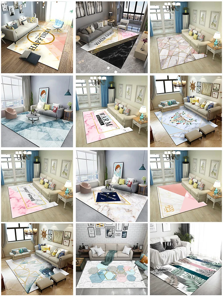 Нордический ветер ins чистая Красная комната ковер гостиная спальня фото полностью проложенный семейный прикроватный чайный столик большой коврик