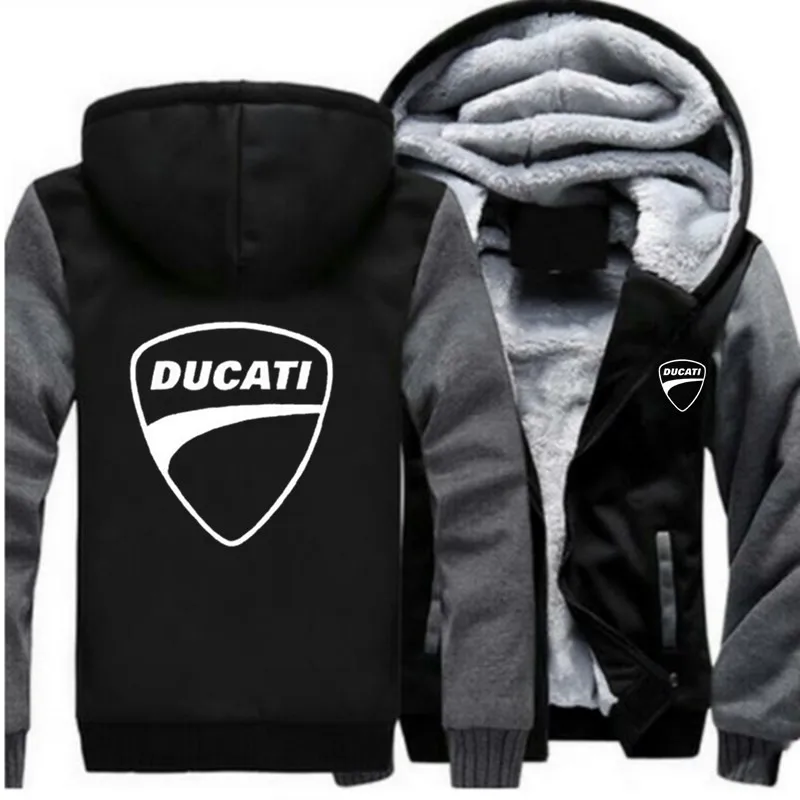 Новая зимняя куртка Ducati с принтом логотипа автомобиля плюс бархатная стеганая куртка на молнии теплая Толстовка Повседневная модная спортивная Harajuku мужская хлопковая