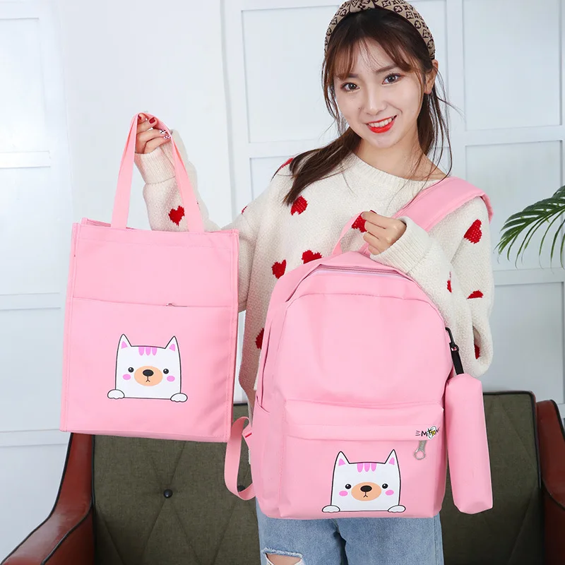 

New Products Canvas Schoolbag for Elementary School Students CHILDREN'S Cartoon Cute Dog Backpack Send Tutorial Canvas Reticule