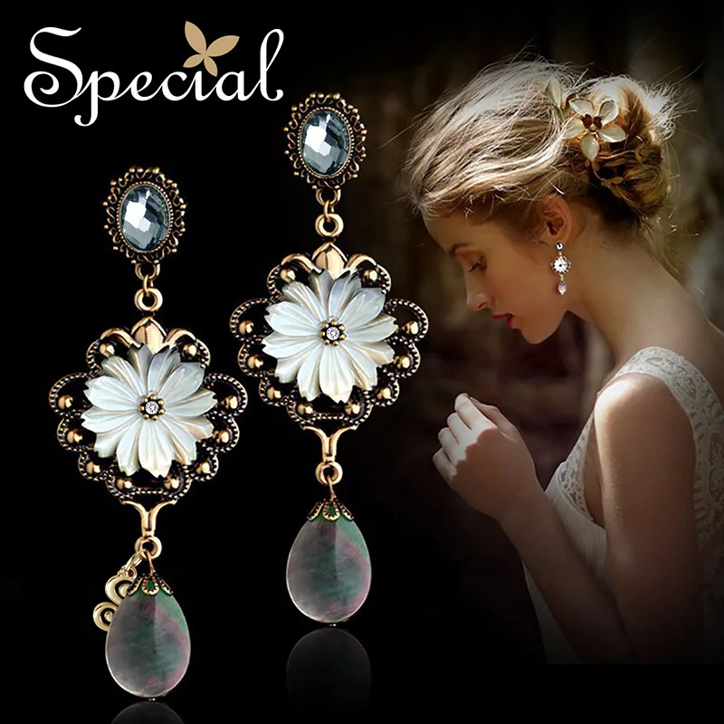 

Special New Fashion Dangle Earrings Natural Sea Shell Long Earrings Vintage Luxurious Jewelry Gifts for Women ED151211