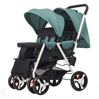Twin Baby Strollers Lightweight Folding Front Rear Reclining Trolley Baby Double Stroller Can Lie Flat - Цвет: A4