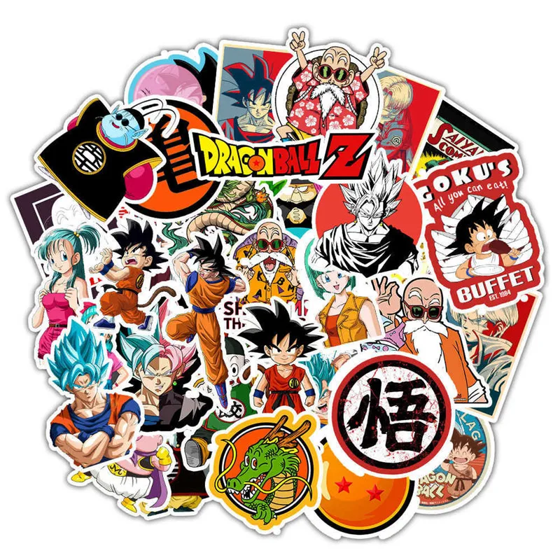 

50 pcs/set Anime Dragon Ball Son Goku Stickers Doodle Waterproof Skateboard Sticker Personalized Suitcase Computer Sticker M3722