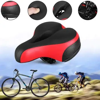 

Bike Seat Wide Soft Padded Bicycle Saddle Leather with Ergonomic Design Universal Fit for Women Men Exercise Bike