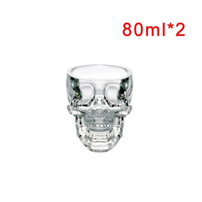 2xcup 80ml Хрустальные стеклянные кружки с черепом, прозрачные бутылки для шампанского, коктейлей, пива, кофе, вина, Набор чашек, контейнеры для напитков - Цвет: 2xcup 80ml