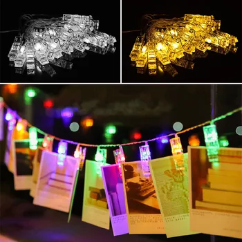 

20 LED Photo Peg Clip Shape Hanging Pictures Fairy String Lights Battery Power LKS99