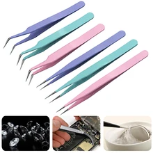 2 шт. качественный высокоэластичный Пинцет Набор антистатических пинцетов антистатический Пинцет Набор цветных изогнутых прямых многофункциональных пинцетов набор инструментов