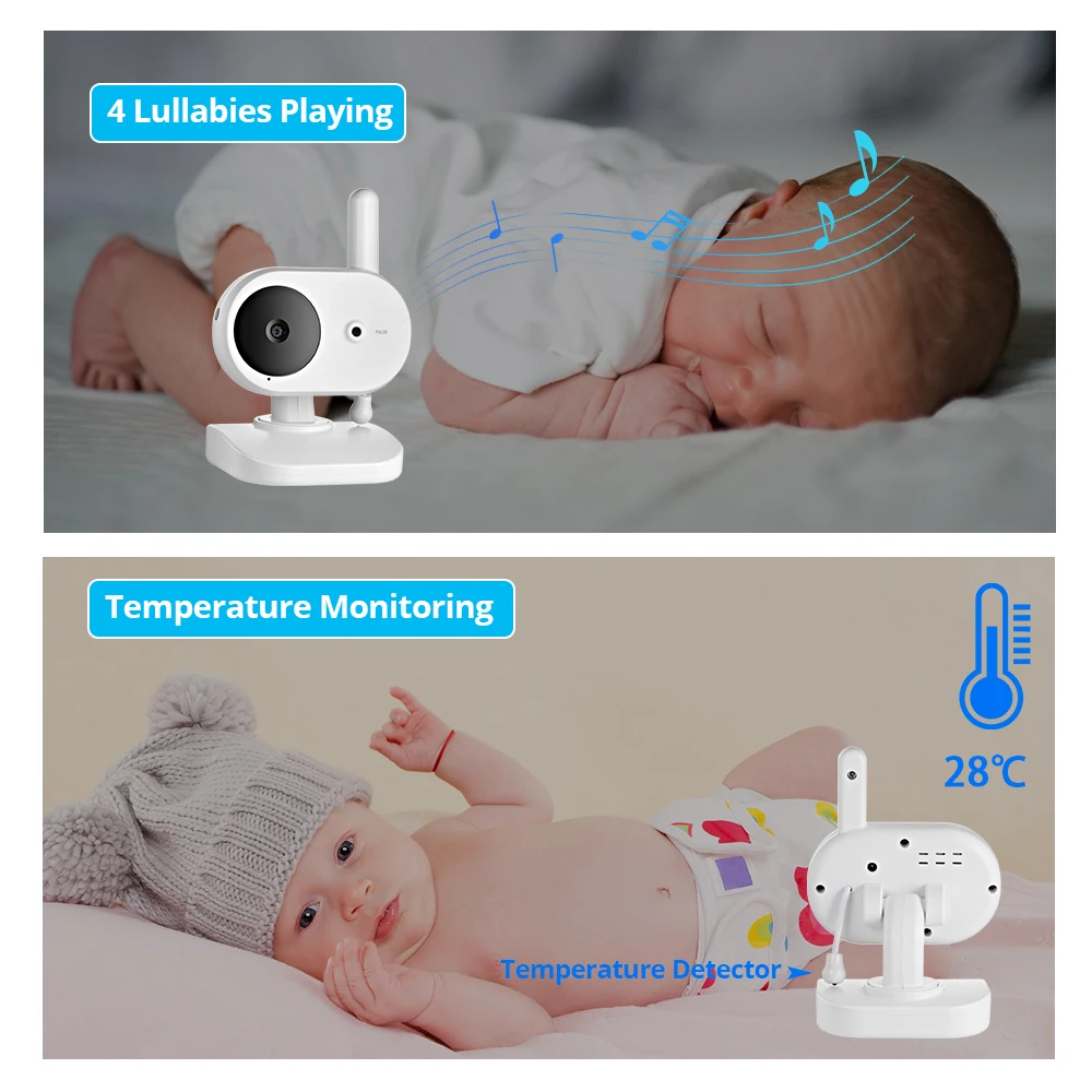  FUERS 3.5 Inch Portable LCD Color Wireless Video and Audio Baby Monitor Night Vision Camera Two Way