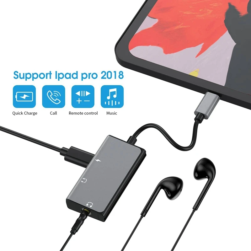 USB C to Headphone Adapter 3 in 1 Type C 3 5mm Audio Port PD Power Port Stable for Galaxy Note 10 Aux Adapter
