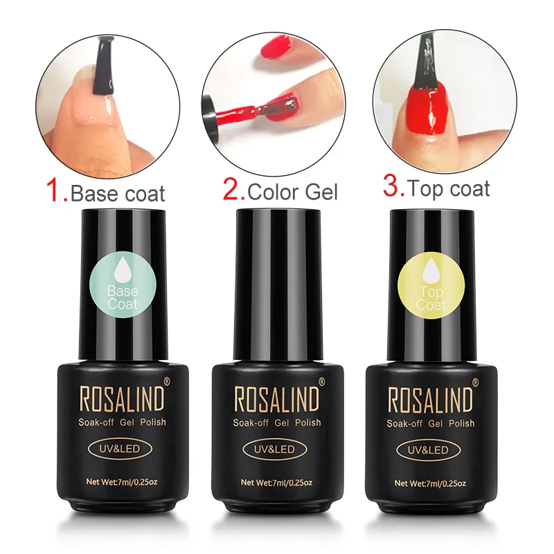 7ml Base Coat Gel Nail Polish Nail Art Soak off Gel Lacquer Transparent Multi-use UV nail gel nail polish gel polish base and top coat