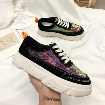 

Women Sports Shoes 2019 Fashion Lace-Up Women's Shoes British Style Women Sneakers Autumn Platform Shoes zapatos de mujer M3-44