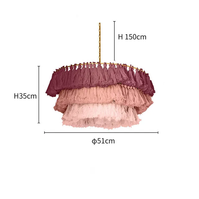 Современная дизайнерская декоративная люстра с хлопковой кисточкой в богемном стиле люстра с цепями подвеской E27/светодиодный светильник для гостиной - Цвет корпуса: D51CM