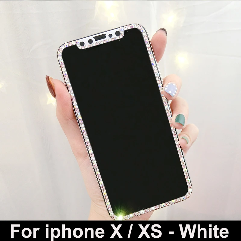 Роскошные Стразы, 9 H, закаленное стекло, защита экрана, Алмазное украшение, Защитная пленка для iPhone 11 Pro X XS Max XR - Цвет: X XS - White