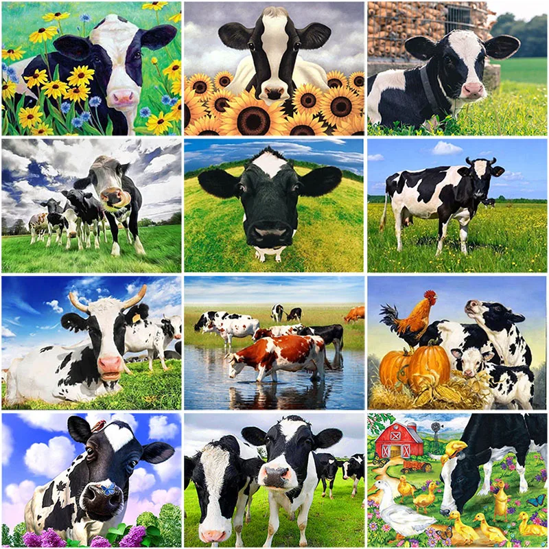 

DIY 5D Diamond Painting Cow farm Animal Diamond Embroidery Cross stitch kits full round Mosaic painting rhinestones Decor home