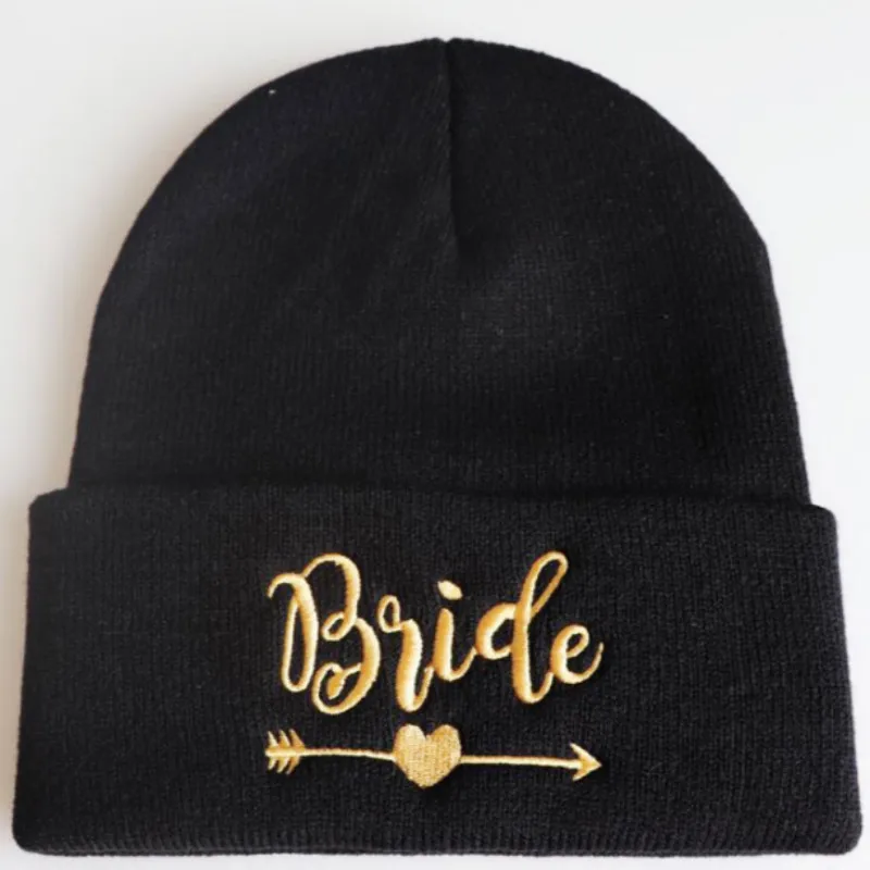 Свадебная вечеринка Skullies Beanie вышивка Команда Невесты вязаная шапка открытый теплый отряд "невеста" Лыжная Шапка женская мужская зимняя шапка