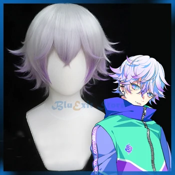 

Paradox Live Cozmez Yatonokami Nayuta Wig Short Hair Gradual Silver Purple Cosplay Wig Halloween Synthetic Hair