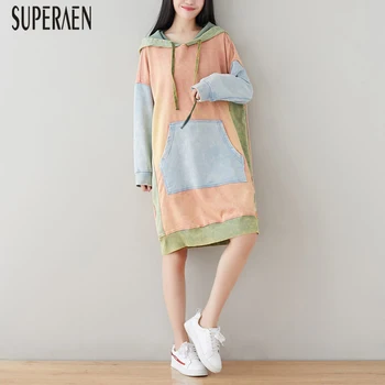 

SuperAen Fashion Women Hooded Sweatshirts Pluz Size Spring New 2020 Hoody Ladies Sweatshirts Long Sleeve Casual Women Clothing