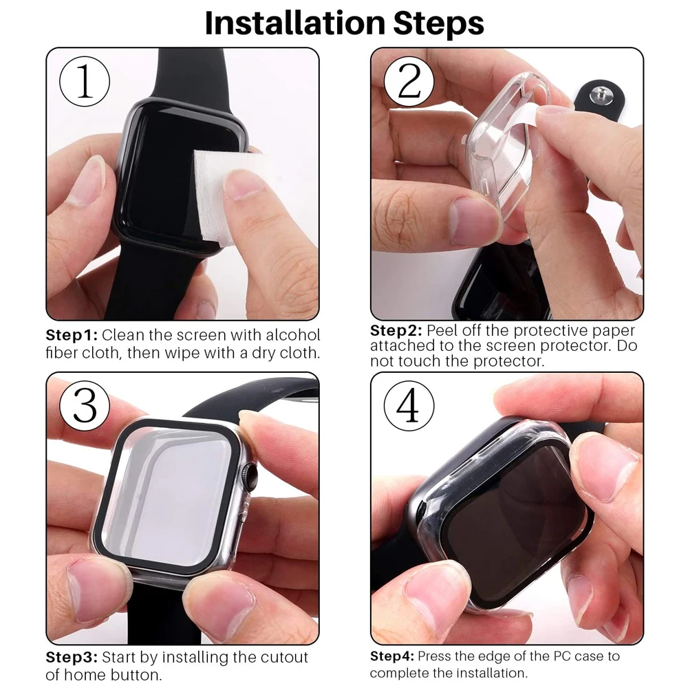 Glass + Cover For Apple Watch case 6/SE/5/4/3/2/1 iWatch 42mm 38mm bumper Tempered Glass for apple watch 44mm 40mm 42mm 38mm
