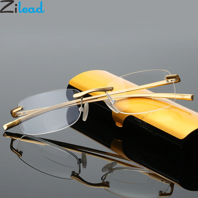 Zilead, без оправы, бифокальные очки для чтения, Magaluma, мужские бизнес очки для дальнозоркости, линзы из смолы, очки для дальнозоркости+ 4,0