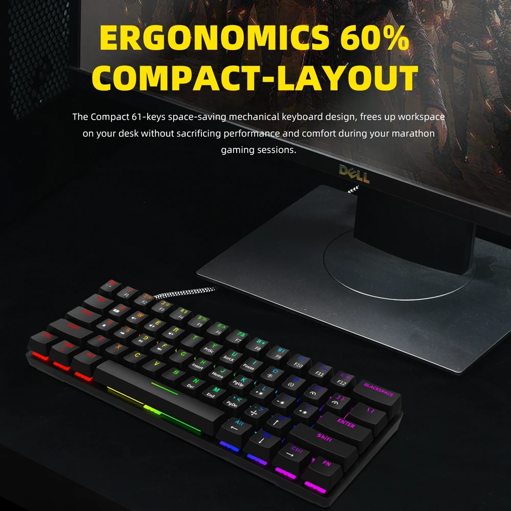 Led tipo de Software Pato Esperto Teclado Mecânico Rgb Interruptor c Duplo Keycap Macro Programa Azul Vermelho Marrom Preto Xs61 60% - Imagem 3