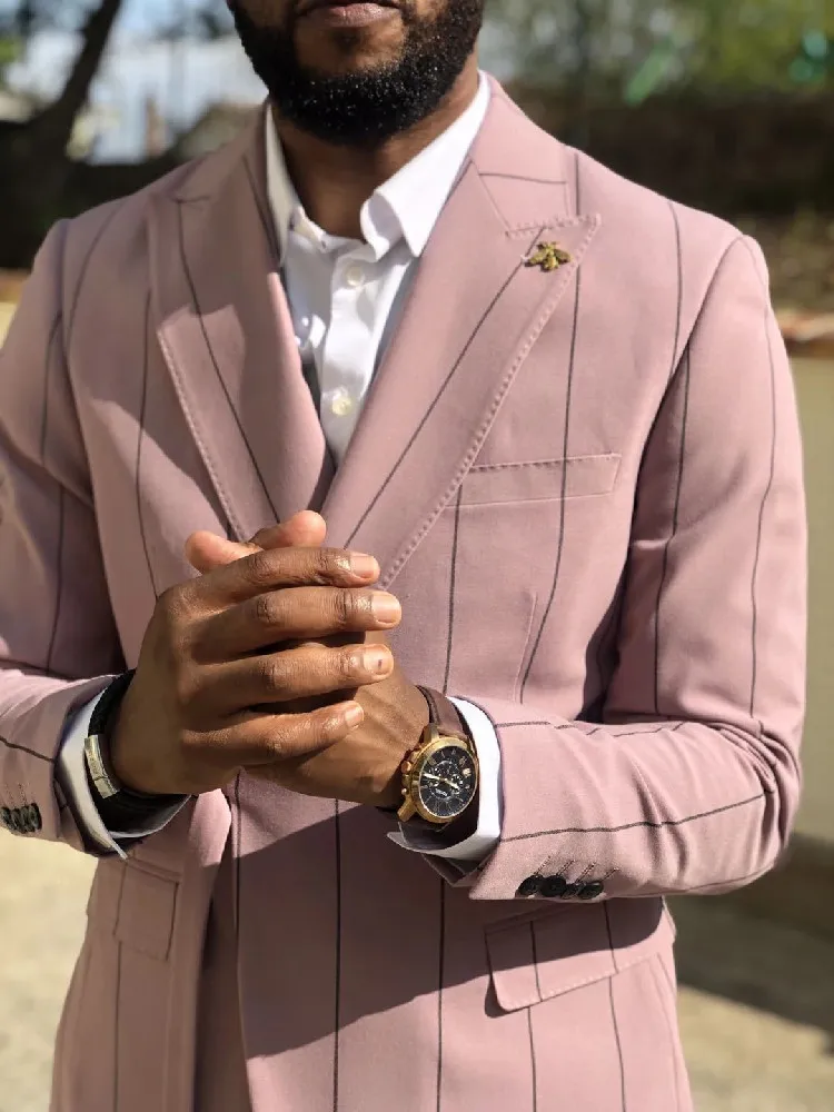 

Мужской костюм, мужские костюмы, Индивидуальные костюмы из 2 предметов в розовую клетку, Официальный деловой свадебный ужин