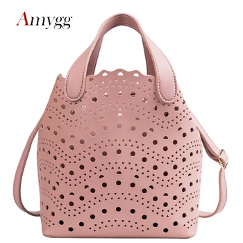

Summer Women Dot Hollow Out Casual Tote Lady Composite Bag Handbag Fashion Messenger Shoulder Bag Black White Design Beach Bag