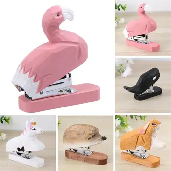 

Cute Cartoon Animal Shaped Mini Stapler Portable Wooden Book Sewer Manual Stapling Machine Stationery For Office School Students