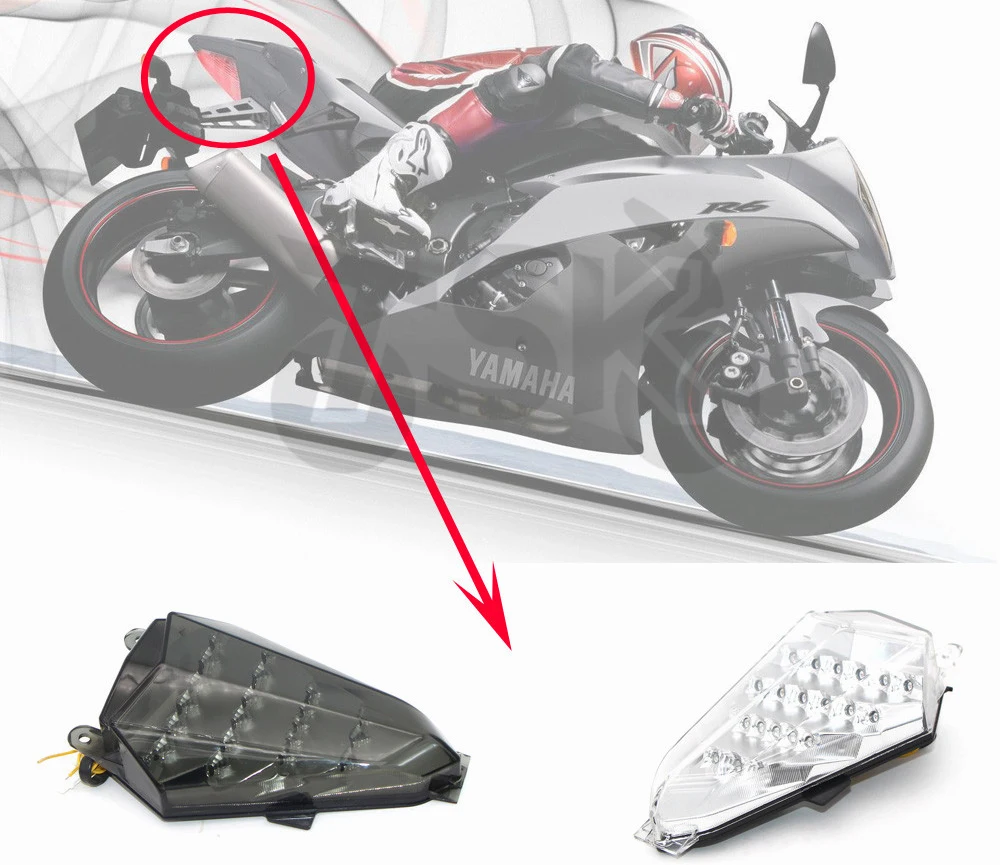 

Motorcycle Tail Light Integrated Turn Signals Brake Lamp For YAMAHA YZF R6 YZF-R6 2006 2007 Motorbike Tail Turn Flasher lamp