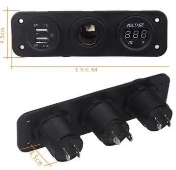 

100pcs 12V USB Socket Splitter Motor Car DC Digital Voltmeter 3 Hole Panel Power Dual USB Car Cigarette Lighter