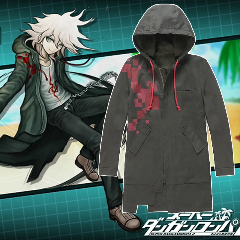 Супер Danganronpa 2 Nagito Komaeda Косплей Костюм армейский зеленый цвет куртка пальто