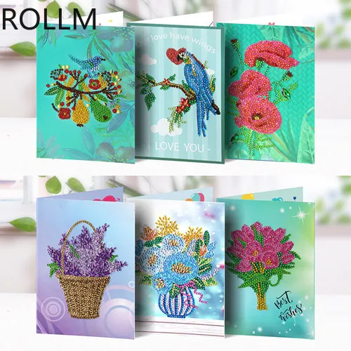 

2019 New Shaped Diamond Painting Greeting Card 5D Bright Diamond Handmade Diy Christmas Card Creative Holiday Greeting Card