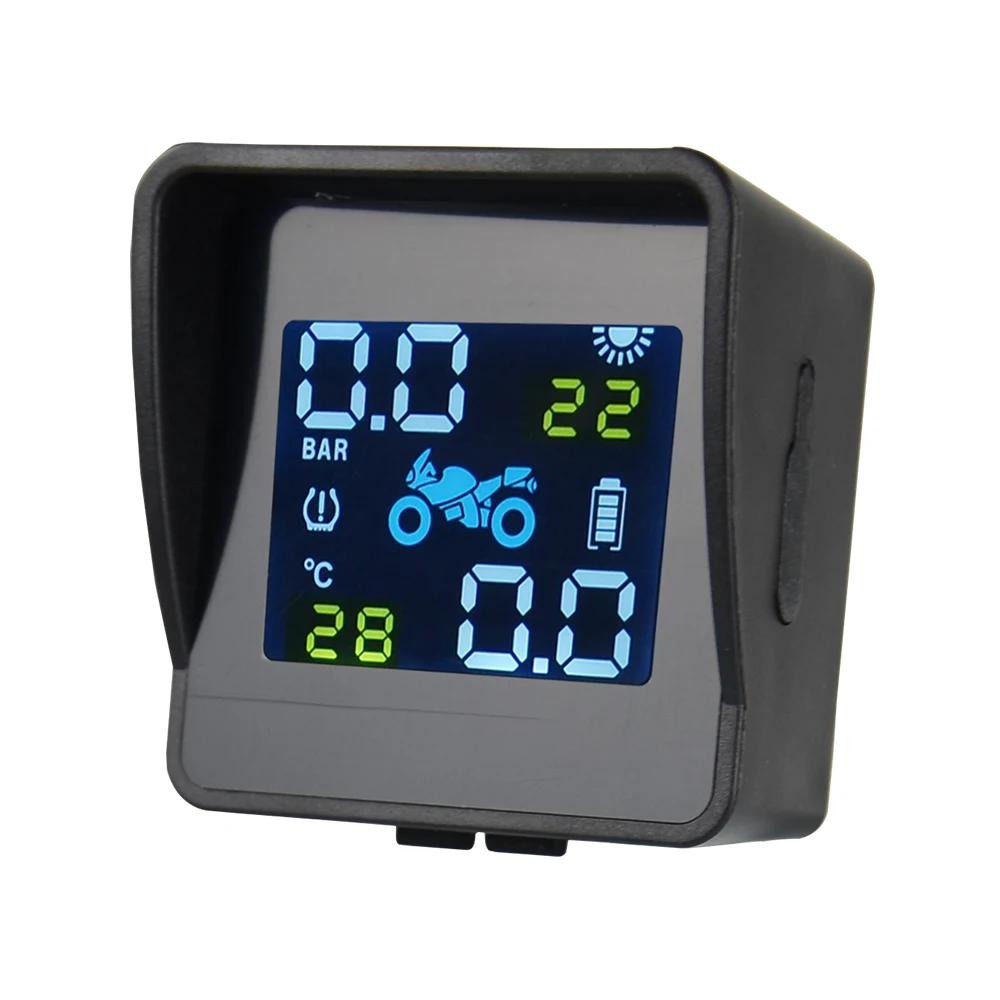 USB Solar Charging Motorcycle TPMS Motor Tire Pressure Tyre Temperature Monitoring Alarm System with 2 External motorcycle tire pressure monitor