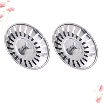 

2pcs Stainless Steel Kitchen Sink Strainer Waste Plug Sink Filter Bathroom Basin Sink Drain Kitchen Accessories