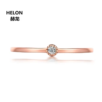 

#5.75 Solid 10k Rose Gold Engagement Ring Women Girl Thin Elegant Wedding Band Certified SI/H 100% Natural Diamond Stock taking!