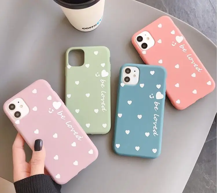 Матовый чехол для телефона Gimfun с сердечками iPhone 11 6 6s 7 8 Plus X XR Pro XS Max милый мягкий