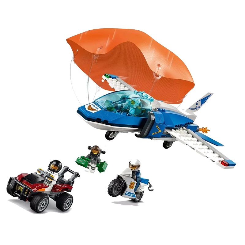 

New 245pcs City Bricks Sky Police Parachute Arrest Compatible Legoingly City 60208 Building Blocks for Children Christmas Gift