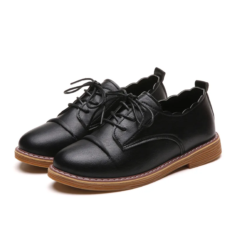 

2019 Europe And America Spring New Style Low Top WOMEN'S Shoes round-Toe Lace-up Casual Shoes Low Heel Taiwan WOMEN'S Shoes Wate
