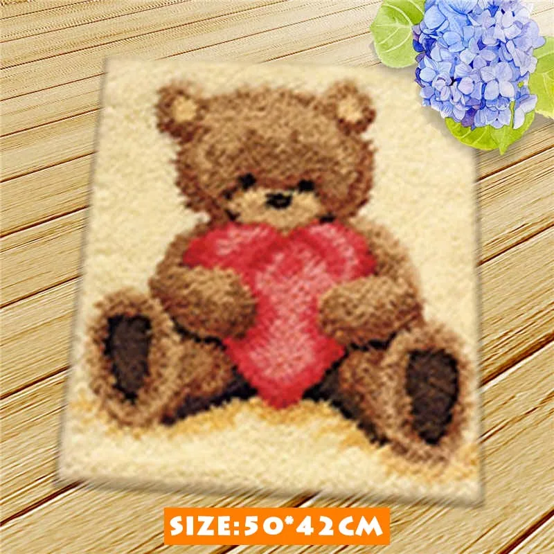 Крючок с защелкой Diy Kit Smyrna Knooppakket Сделай Сам Медведь мультфильм милый рукоделие коврик вышитые подушки Подушка с пуговицей животные