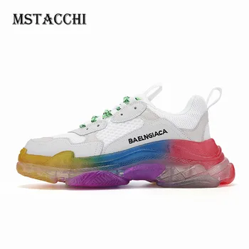

MStacchi Fashion Mesh Breathable Women Men Sneakers Comfortable Flat Platform Lace-Up Couples Shoes Outdoor Air Cushion Footwear
