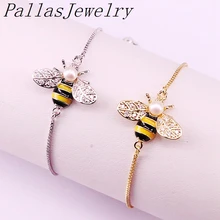 12 шт. модные черные/желтые эмаль cz милые насекомые разъем талисманы браслет ювелирные изделия для женщин девочек