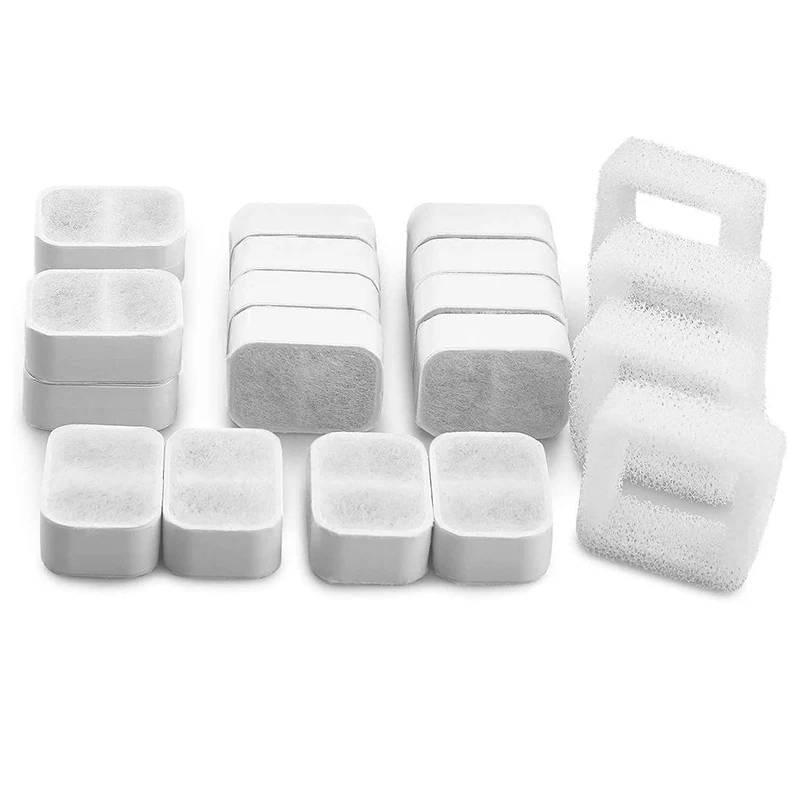 Hot Sale Ceramic Cat Fountain Replacement Filter 16 Carbon Filters and 4 Foam Filters Suitable for IPETTIE Tritone / Fiumi